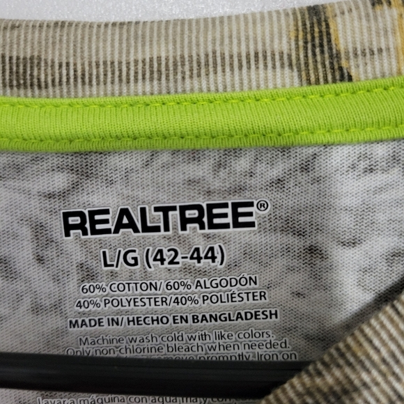Realtree Men's Large Tree Camo Long Sleeve Shirt T-shirt Hunting Green Brown - Picture 5 of 5